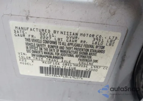 2011 Nissan Sentra 2.0S from USA, damaged, VIN 3N1AB6AP6BL696076
